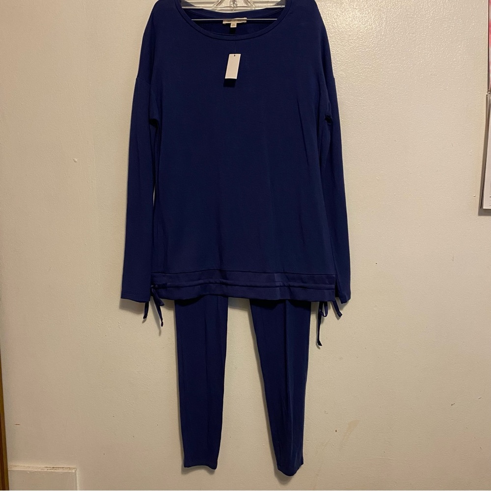 Talbots Blue Long Sleeve Top XS and Pants Medium Set GrannyCore New